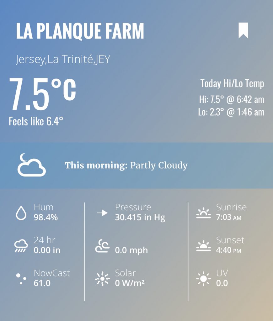 Jersey (La Planque Farm) Coldest Spot in Britih Isles